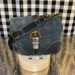 Coach Smokey Blue Suede Soho Crossbody Shoulder Bag 2004 Y2K